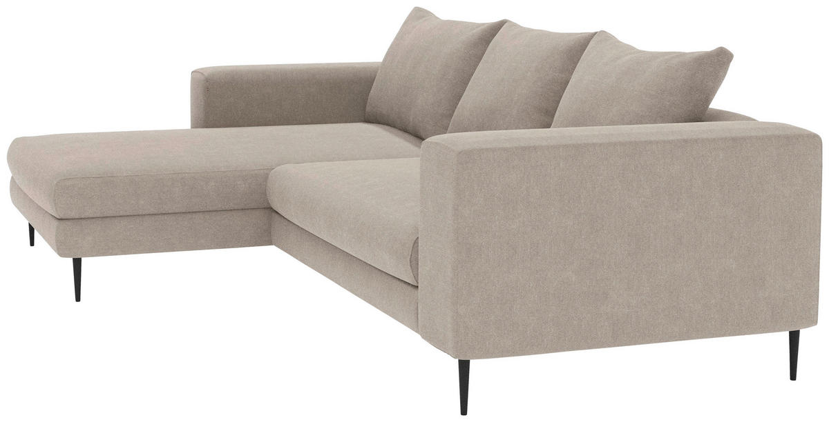 ECKSOFA Struktur Taupe  - Taupe/Schwarz, Modern, Textil/Metall (170/325cm) - Trendmanufaktur