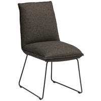 STUHL  Stoff-/Lederauswahl Webstoff  - Dunkelbraun/Graphitfarben, Design, Textil/Metall (52/85/66cm) - Cassando