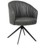 ARMLEHNSTUHL  in Eisen Echtleder pigmentiert  - Anthrazit/Schwarz, Design, Leder/Metall (63/82/62,5cm) - Dieter Knoll