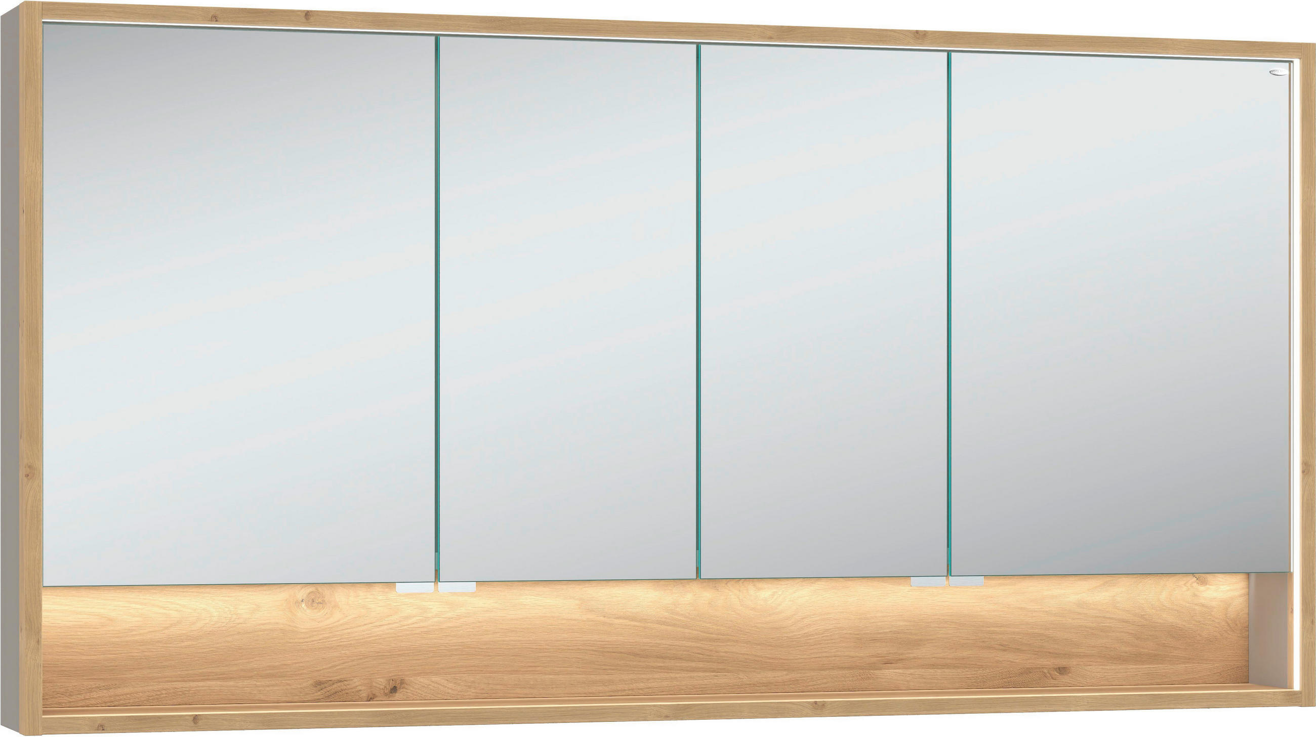 SPIEGELSCHRANK 160,6/82,5/18 cm  - Wildeiche/Edelstahlfarben, LIFESTYLE, Glas/Holzwerkstoff (160,6/82,5/18cm) - Voglauer