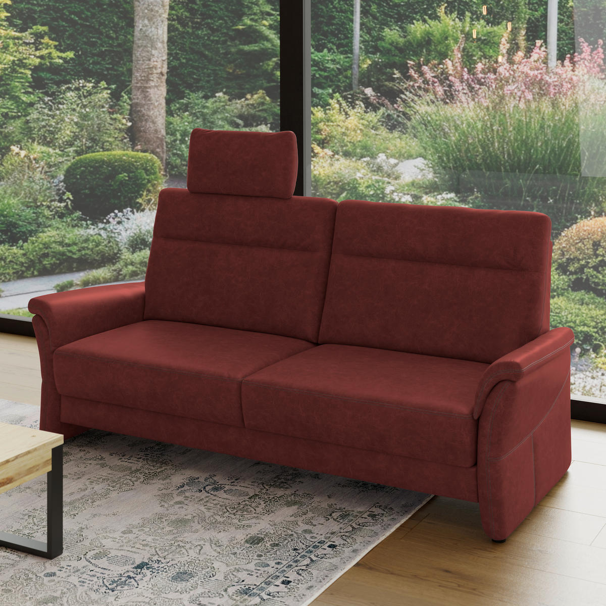 3,5-SITZER - Rotbraun/Schwarz, Konventionell, Kunststoff/Textil (205/98/91cm) - Elegando