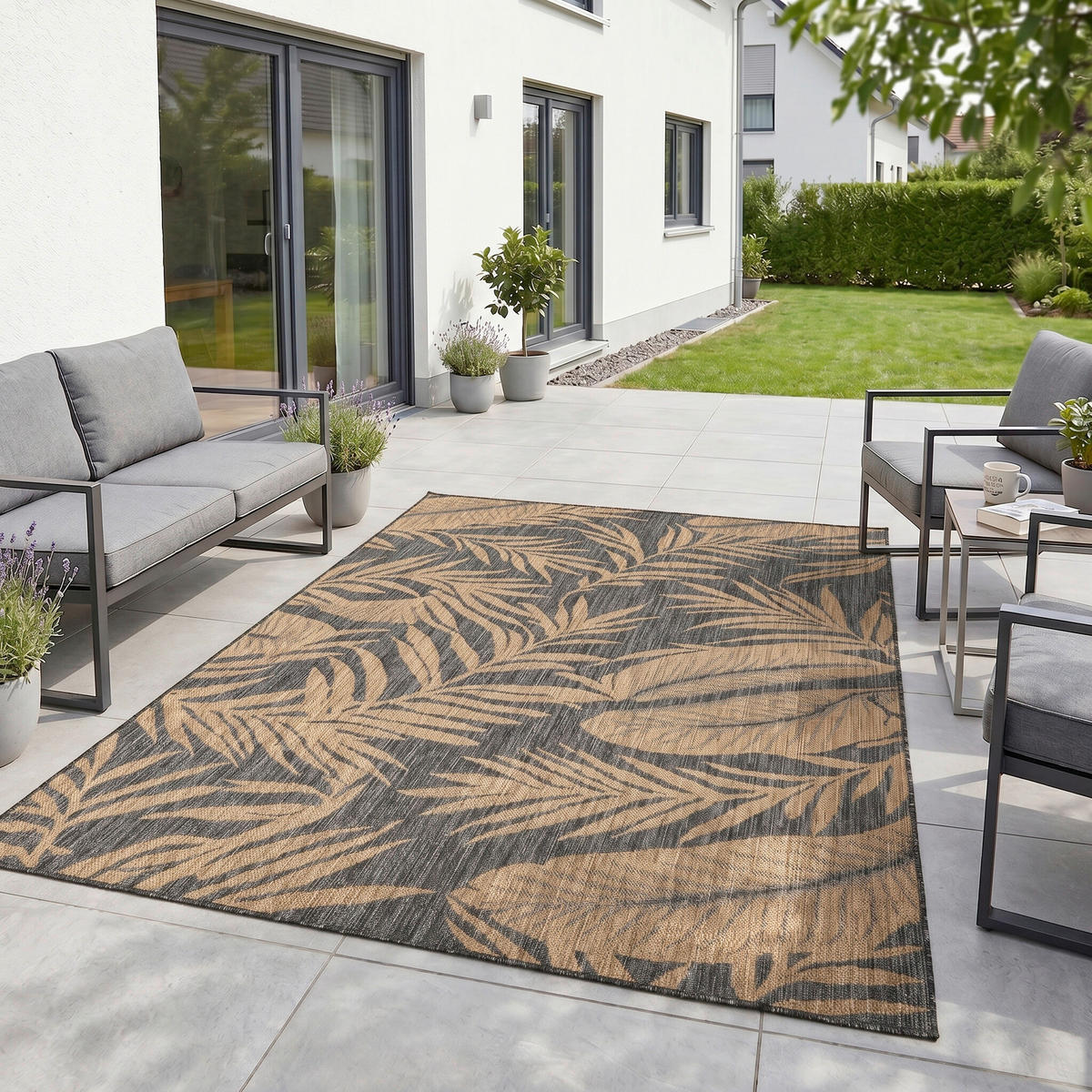 OUTDOORTEPPICH für Terrasse und Balkon 120/160 cm Mira Schwarz  - Schwarz, Design, Textil (120/160cm) - Ayyildiz 