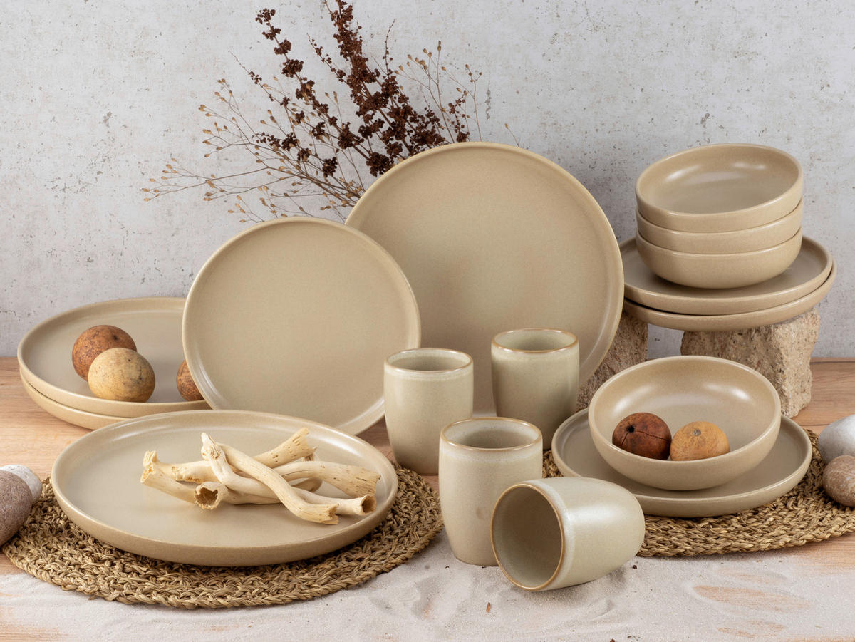 KOMBISERVICE Sandfarben 16-teilig 4 Personen  - Sandfarben, Trend, Keramik (40,5/37/49,5cm) - Creatable