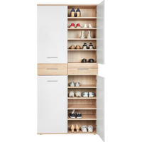SCHUHSCHRANK Weiß, Eichefarben  - Eichefarben/Silberfarben, Design, Holzwerkstoff/Kunststoff (90/195/35cm) - Xora