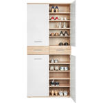 SCHUHSCHRANK 90/195/35 cm  - Eichefarben/Silberfarben, Design, Holzwerkstoff/Kunststoff (90/195/35cm) - Xora