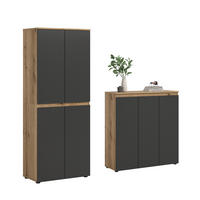 GARDEROBENSCHRANK  in 190/175/37 cm  - Eichefarben/Anthrazit, Design, Holzwerkstoff/Kunststoff (190/175/37cm) - Livetastic