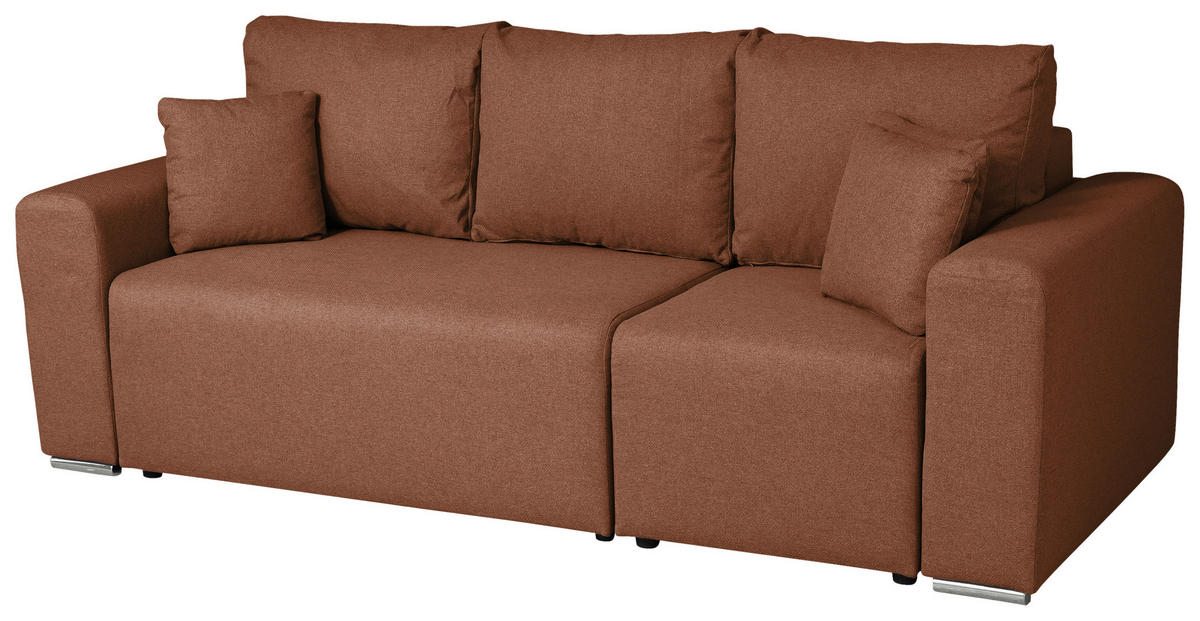 ECKSOFA in Struktur Braun  240/153 cm  - Chromfarben/Schwarz, Basics, Kunststoff/Textil (240/153cm) - P & B