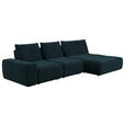 ECKSOFA in Velours Dunkelblau  - Schwarz/Dunkelblau, Design, Kunststoff/Textil (342/174cm) - Xora