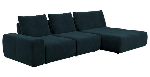 ECKSOFA in Velours Dunkelblau  - Schwarz/Dunkelblau, Design, Kunststoff/Textil (342/174cm) - Xora