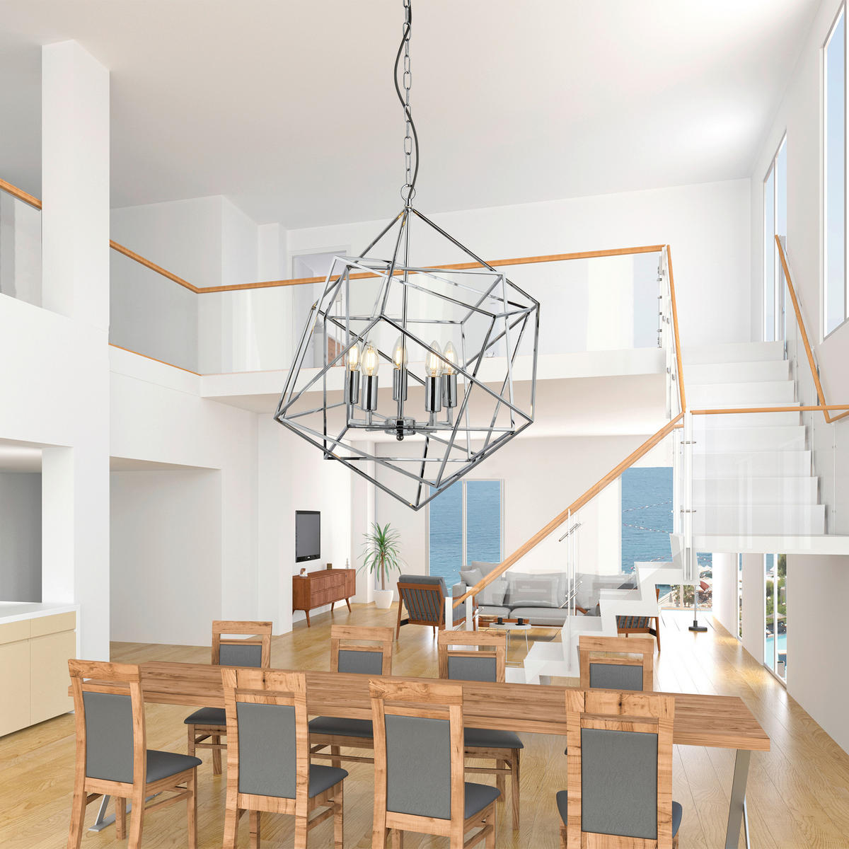 VISEČA SVETILKA  Cube      55/150 cm      E14 - barve kroma, Design, kovina (55/150cm)