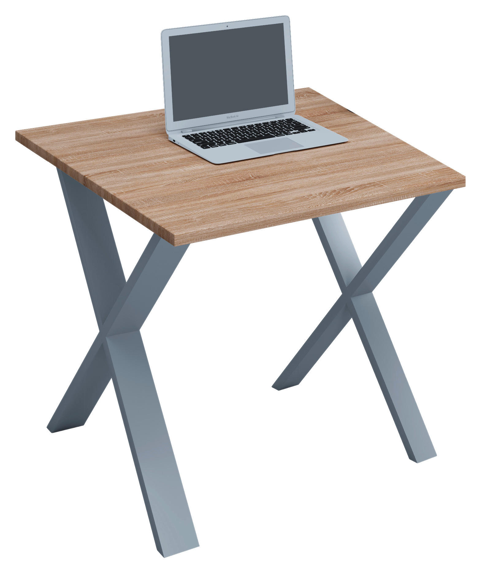 SCHREIBTISCH 80/80/76 cm  in Silberfarben, Sonoma Eiche  - Silberfarben/Sonoma Eiche, MODERN, Holzwerkstoff/Metall (80/80/76cm) - MID.YOU