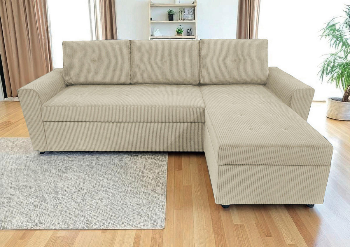 ECKSOFA Beige Cord  - Taupe/Beige, Design, Kunststoff/Textil (231/155cm) - MID.YOU