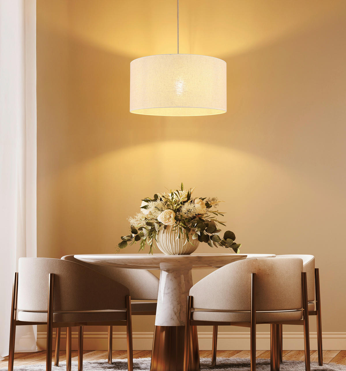 HÄNGELEUCHTE Jule 50/120 cm  - Beige/Braun, Design, Holz/Kunststoff (50/120cm) - Globo