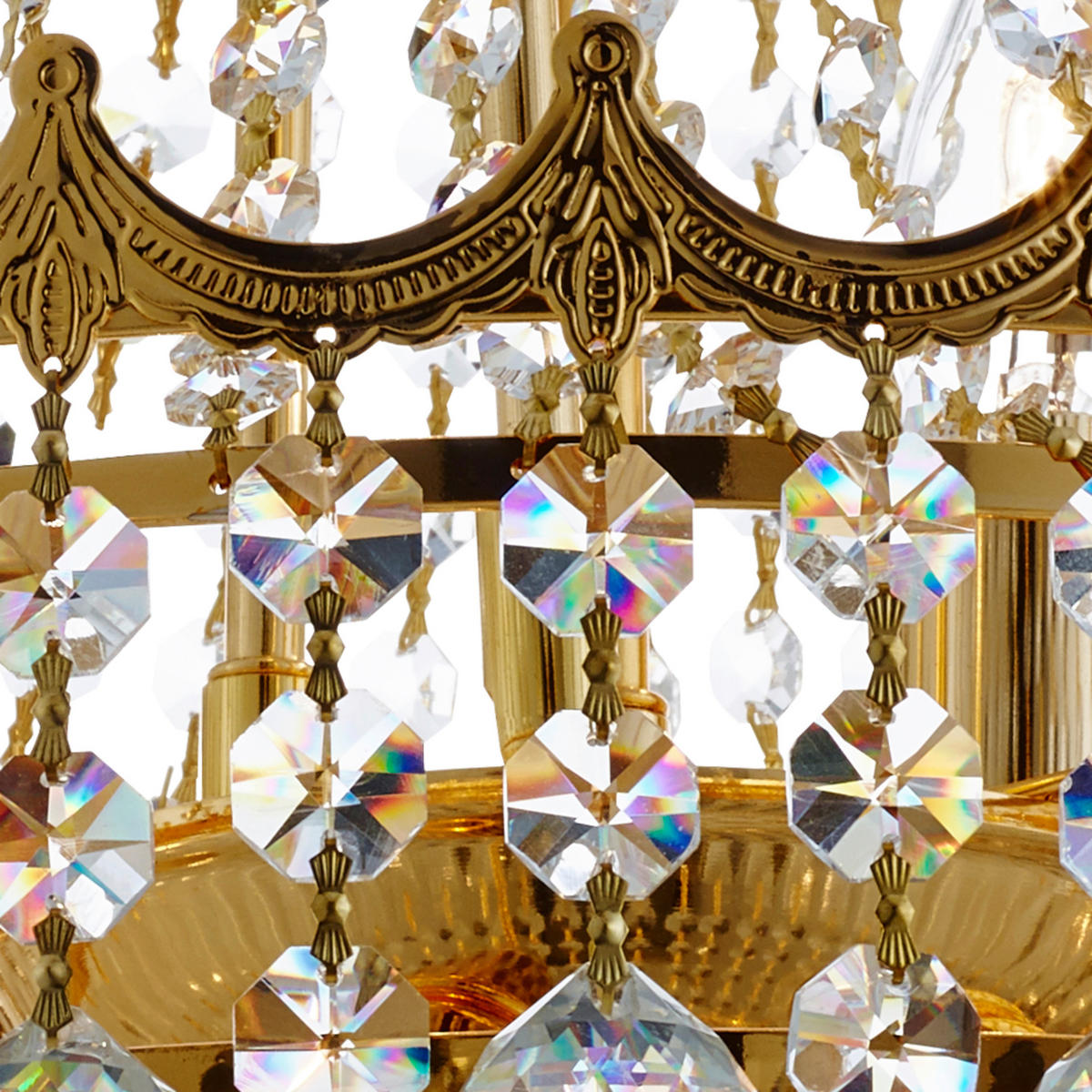 HÄNGLAMPA I KRISTALL Versailles 55/131 cm  - guldfärgad, Klassisk, metall/glas (55/131cm)