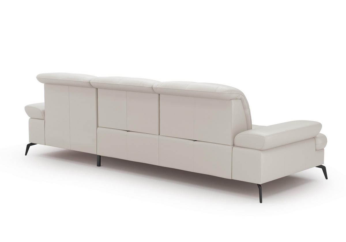ECKSOFA in Echtleder Weiss  - Weiss/Schwarz, Konventionell, Leder/Metall (279/185cm) - Sit & More