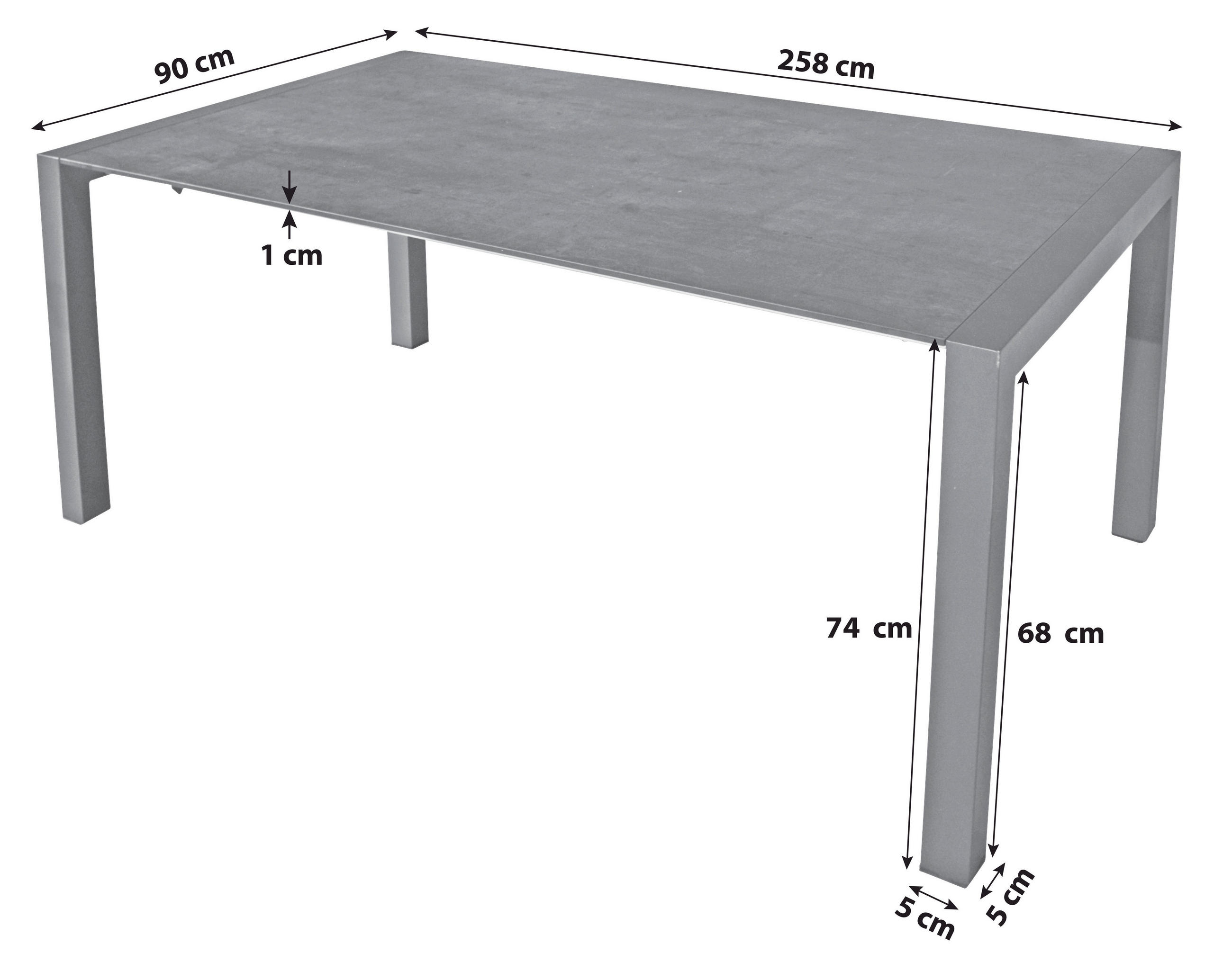 GARTENTISCH Metall, Kunststoff Grau, Silberfarben rechteckig  - Silberfarben/Grau, Basics, Kunststoff/Metall (158/90/74cm) - Gardenson