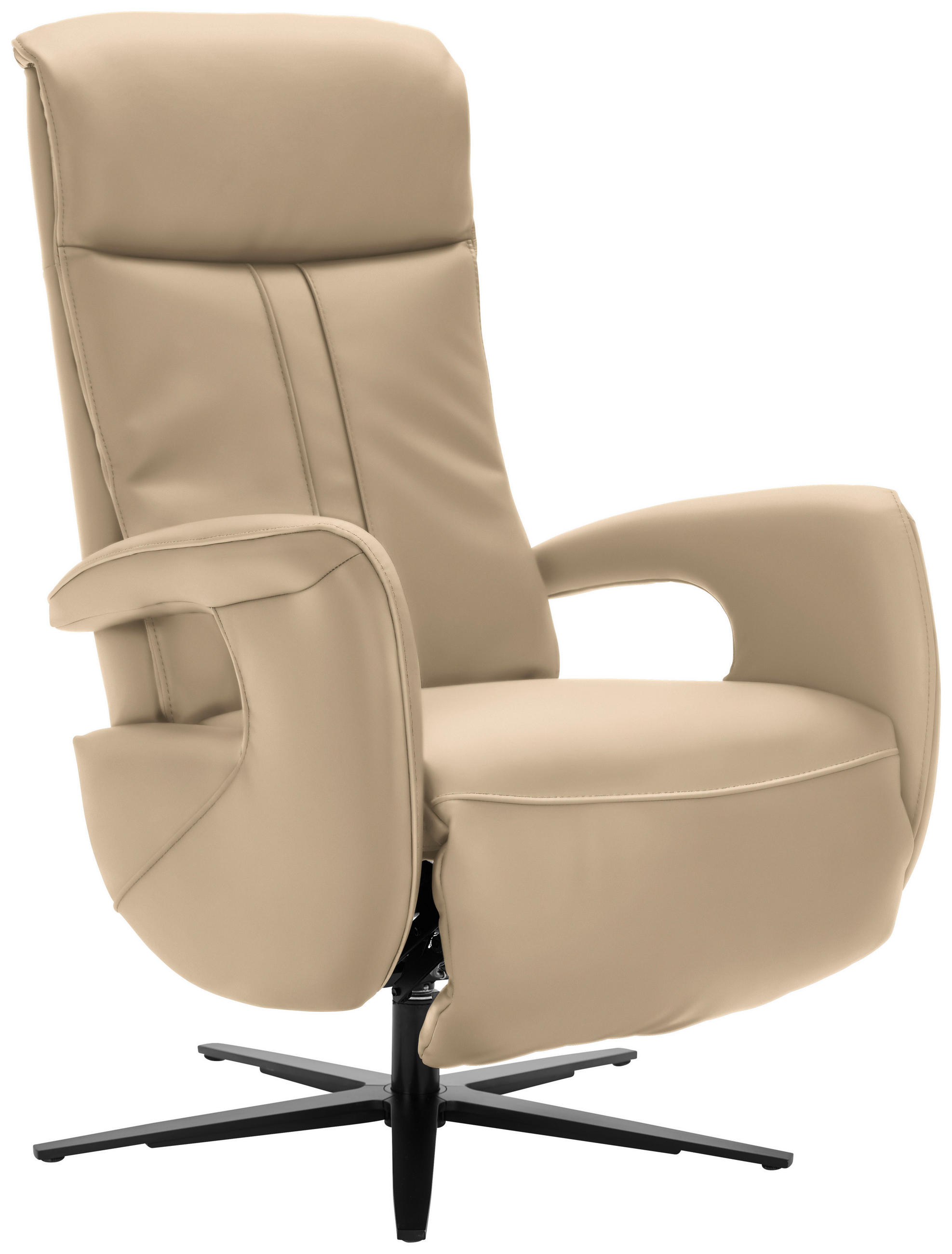 RELAXSESSEL in Leder Beige  - Beige/Schwarz, Design, Leder/Metall (71/112/83cm) - Dieter Knoll