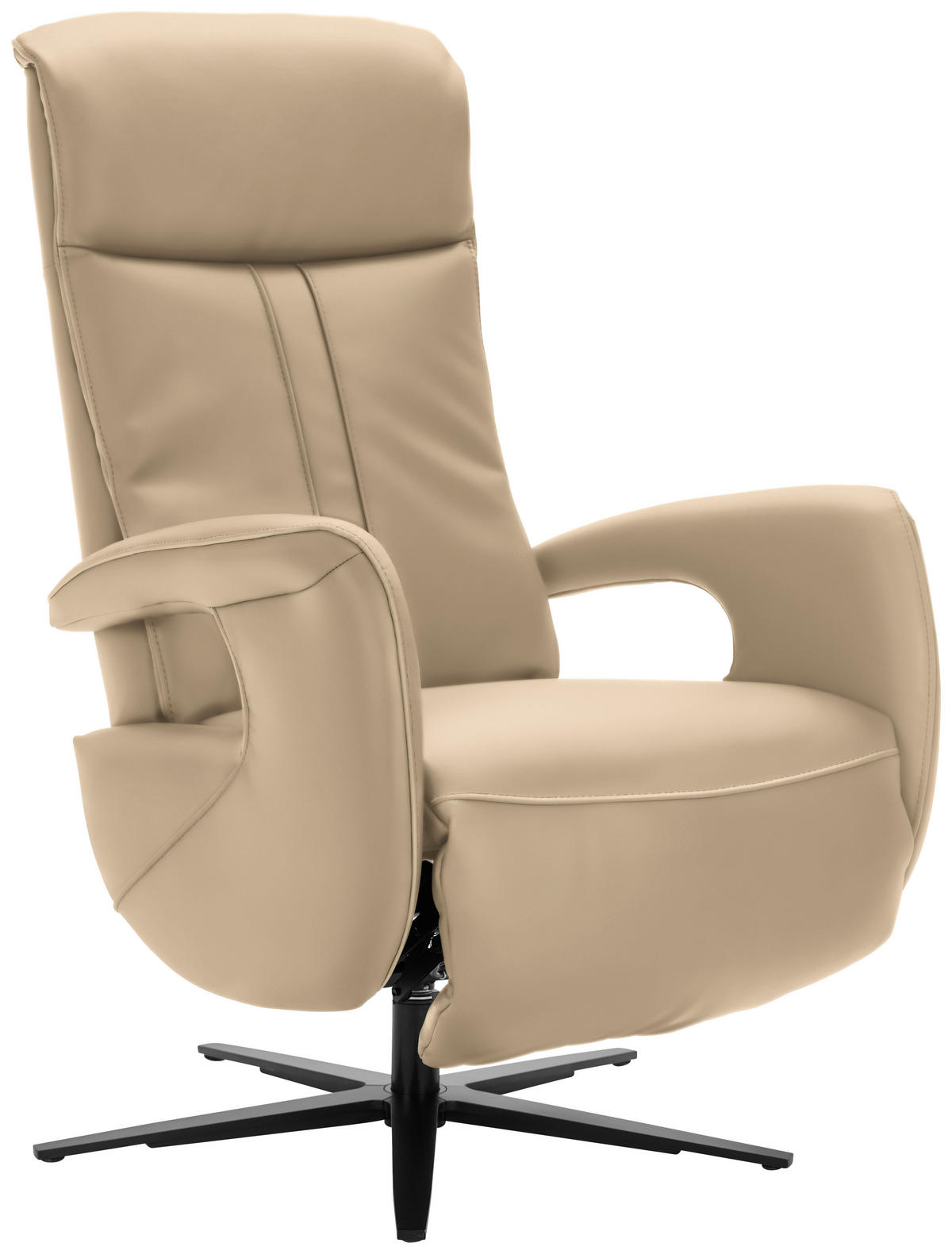 RELAXSESSEL in Leder Beige  - Beige/Schwarz, Design, Leder/Metall (71/112/83cm) - Dieter Knoll