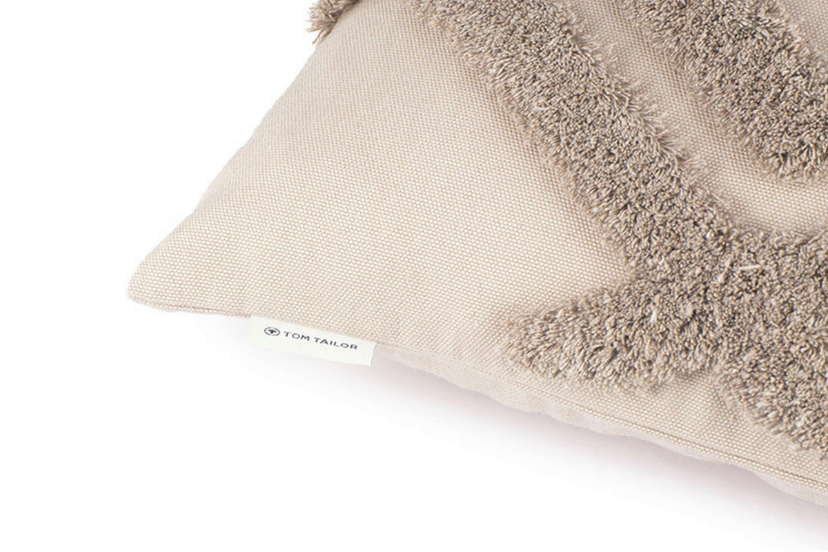 KUDDFODRAL Fluffy Rhombus 45/45 cm  - beige/lerfärgad, Klassisk, textil (45/45cm) - Tom Tailor