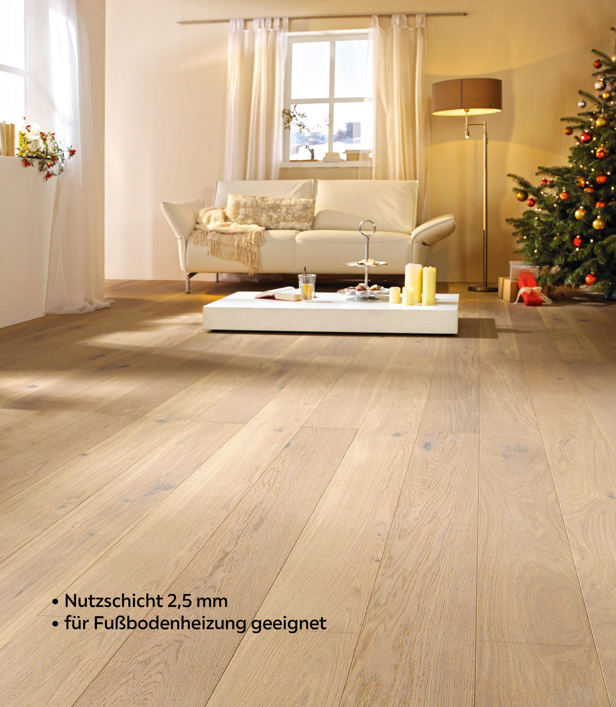 LANDHAUSDIELE,  Eiche weiß  per  m² - Eichefarben/Weiß, LIFESTYLE, Holz (170,5/17.6/1.2cm) - Waldwelt