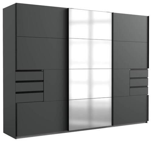 MID.YOU SKRIŇA SO ZRKADLOM, antracitová, číra, 270/210/64 cm