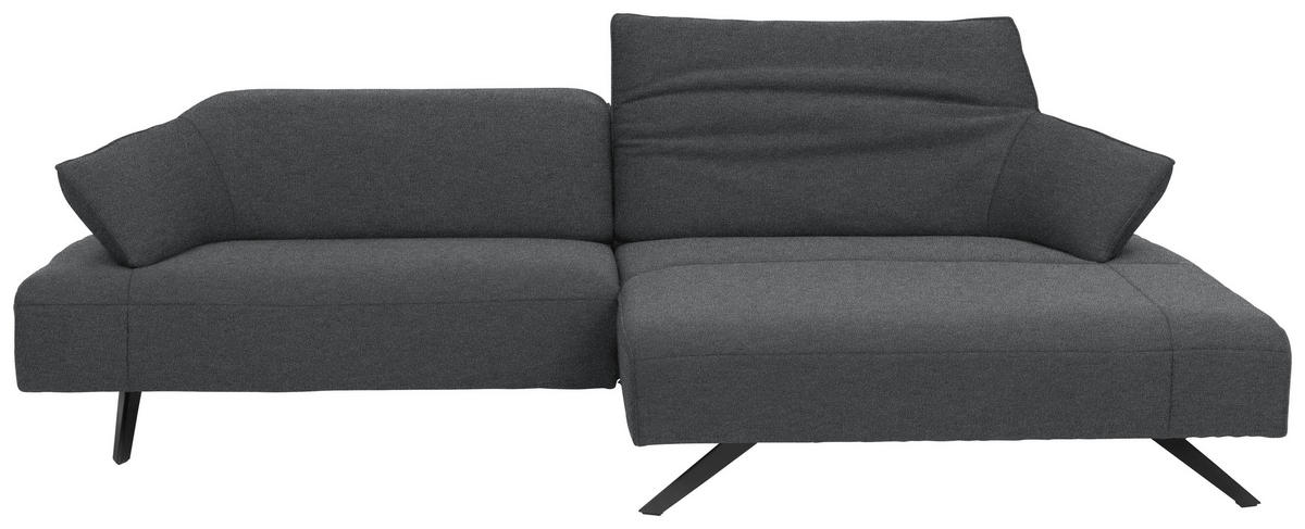 ECKSOFA in Struktur Hellgrau  - Anthrazit/Hellgrau, Design, Textil/Metall (276/165cm) - Himolla