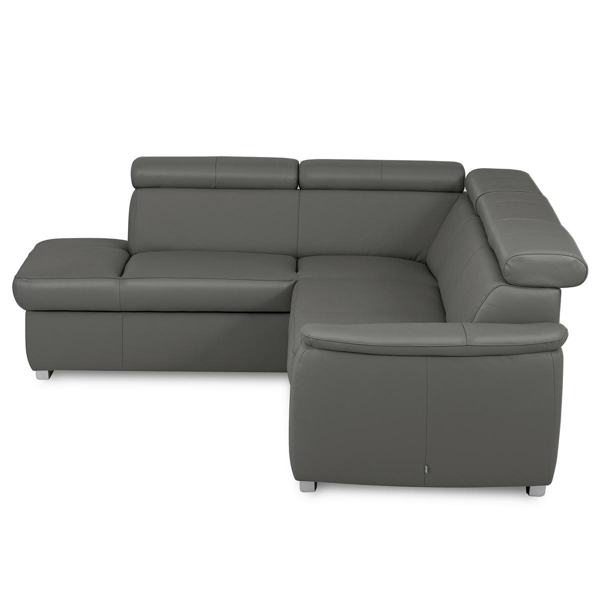 WOHNLANDSCHAFT  in Kombination Echtleder/Lederlook Anthrazit  - Anthrazit, Leder/Metall (211/262cm) - Celina Home