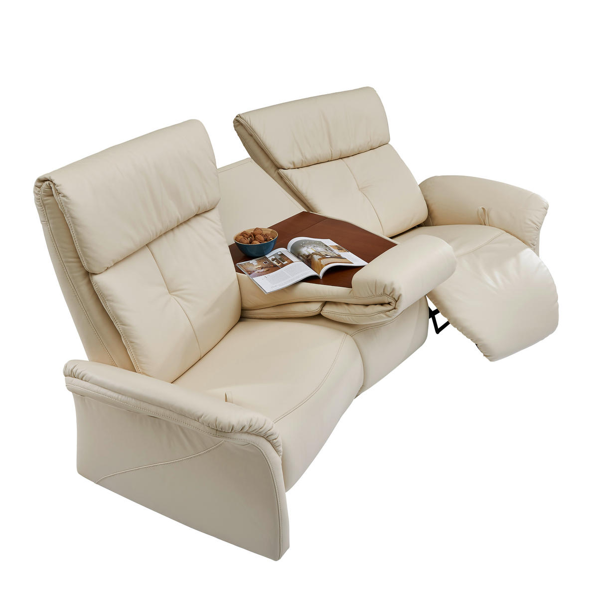 HEIMKINO-SOFA Echtleder Beige  - Beige/Schwarz, KONVENTIONELL, Leder/Metall (208/105/103cm) - Himolla Komfortklass