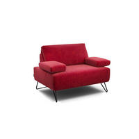 SESSEL in Samt Rot  - Rot/Schwarz, Design, Textil/Metall (114-142/85/86-94cm) - SENSOO