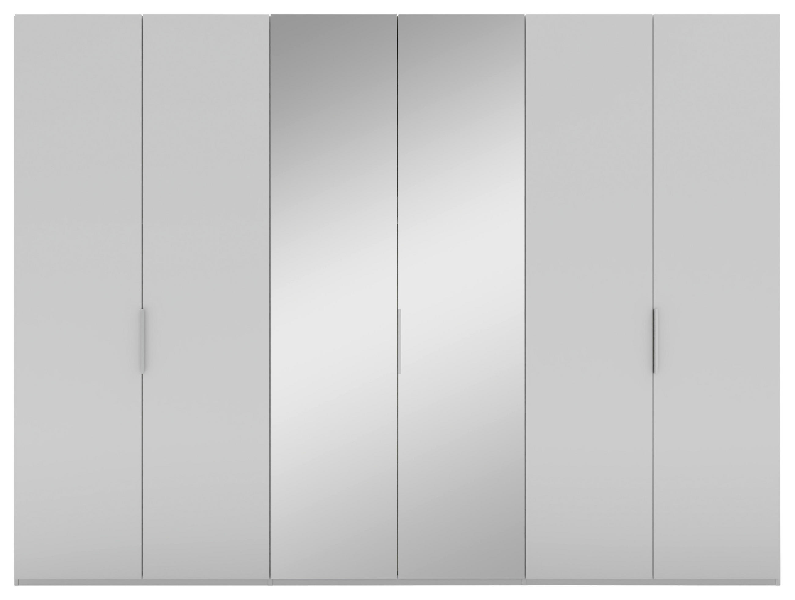 DREHTÜRENSCHRANK 300/223/62 cm 6-türig Grau  - Alufarben/Grau, KONVENTIONELL, Glas/Holzwerkstoff (300/223/62cm) - Novel
