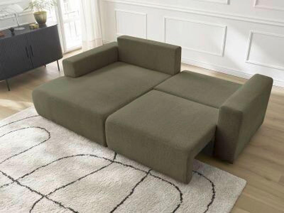 ECKSOFA Ottomane links  ATILLA Grün Flachgewebe  - Schwarz/Grün, MODERN, Kunststoff/Textil (149/244cm)