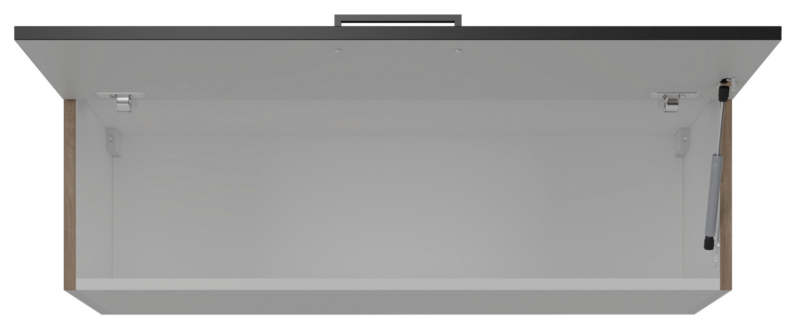 KÜCHENOBERSCHRANK 100/32/32 cm  in Schwarz, Eichefarben  - Edelstahlfarben/Eichefarben, KONVENTIONELL, Holzwerkstoff/Metall (100/32/32cm) - FlexWell
