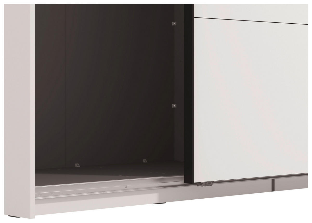 SKRIŇA S POS. DVER. – HOR.VED, biela, 220/217,5/61 cm - čierna/biela, Basics, kov/kompozitné drevo (220/217,5/61cm) - Xora