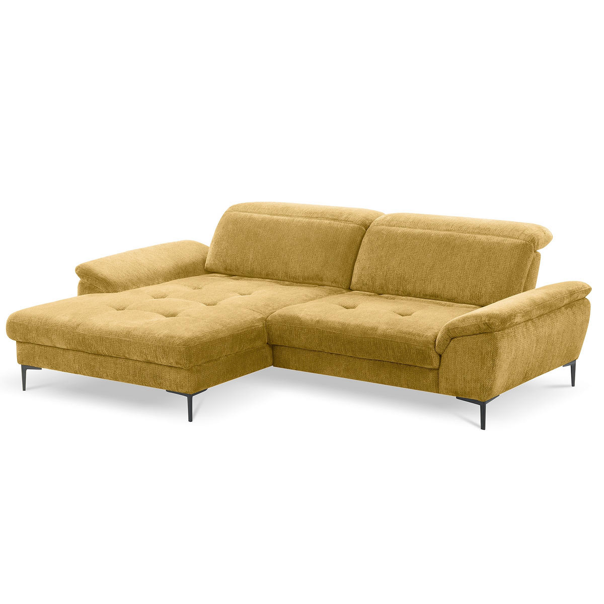 ECKSOFA  Webstoff Senfgelb  - Senfgelb/Schwarz, Design, Textil/Metall (195/268cm) - Livetastic