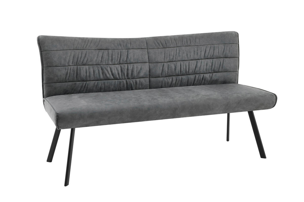 STUHL-SET  in Stahl Mikrofaser  - Anthrazit, MODERN, Textil/Metall (161/90/63cm) - MID.YOU