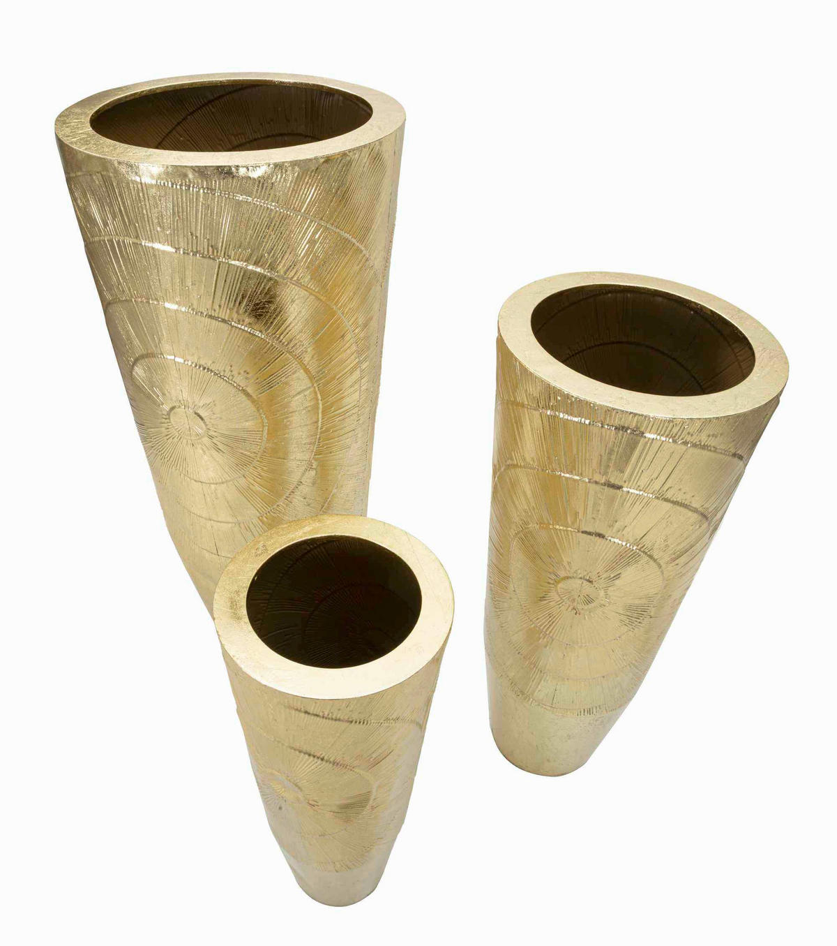 Vase Goldely Set 3  - Goldfarben, Basics, Metall (50.8/114.9/50.8cm)