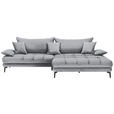 ECKSOFA in Webstoff Hellgrau  - Hellgrau/Schwarz, MODERN, Textil/Metall (297/173cm) - Carryhome