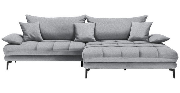 ECKSOFA in Webstoff Hellgrau 292/176 cm - Hellgrau/Schwarz, MODERN, Textil/Metall (292/176cm) - Carryhome