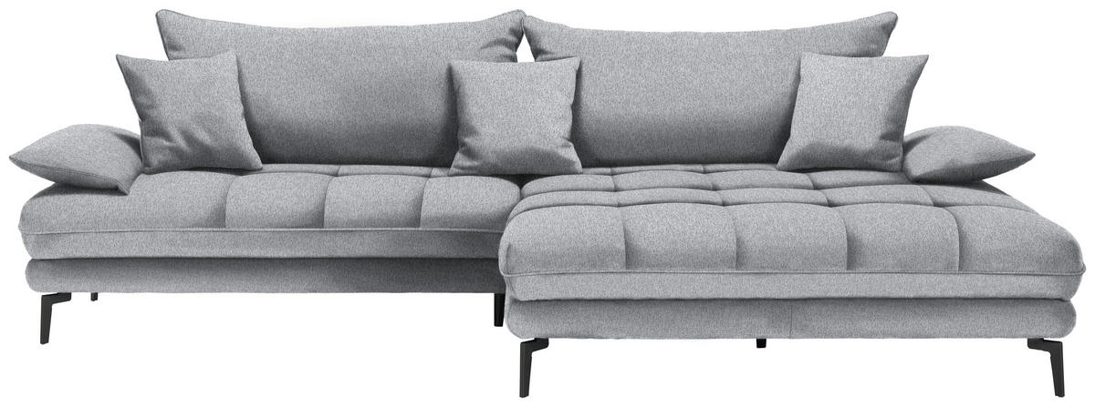 ECKSOFA PRATO Hellgrau Webstoff  - Hellgrau/Schwarz, MODERN, Textil/Metall (292/176cm) - MID.YOU