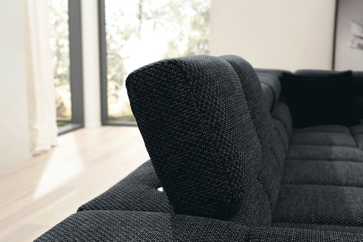 ECKSOFA in Flachgewebe Graphitfarben  317/213 cm  - Schwarz/Graphitfarben, Design, Kunststoff/Textil (317/213cm) - Hom`in