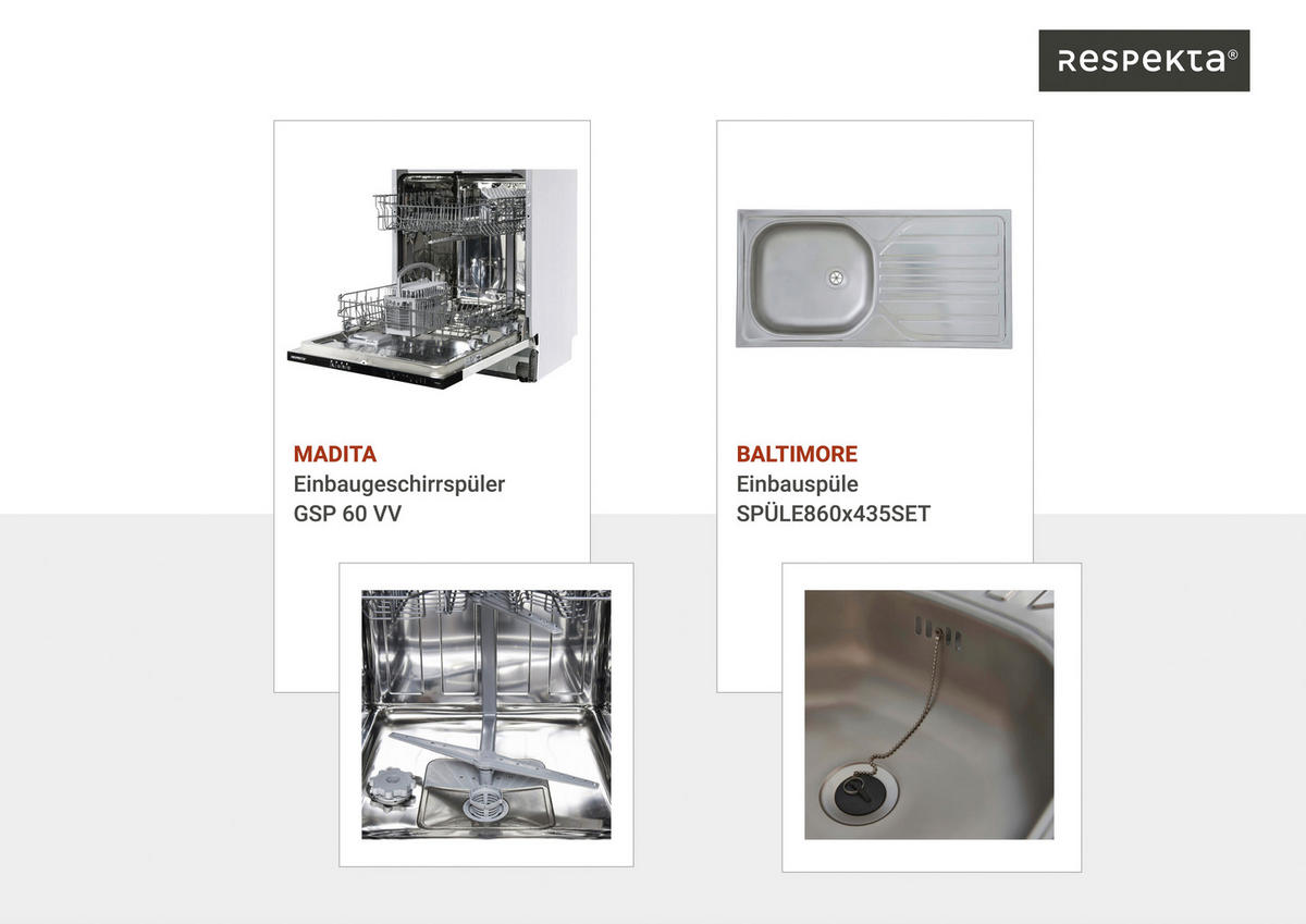 KÜCHENBLOCK 220 cm   in Weiß, Eichefarben  - Eichefarben/Weiß, MODERN, Holzwerkstoff (220cm) - Respekta