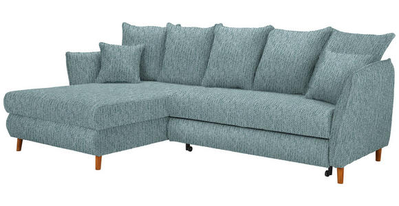 ECKSOFA in Webstoff Türkis 284/162 cm - Türkis/Eichefarben, KONVENTIONELL, Holz/Textil (284/162cm) - Carryhome
