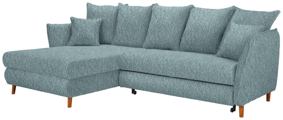 ECKSOFA in Webstoff Türkis  - Türkis/Eichefarben, Konventionell, Holz/Textil (284/162cm) - Carryhome