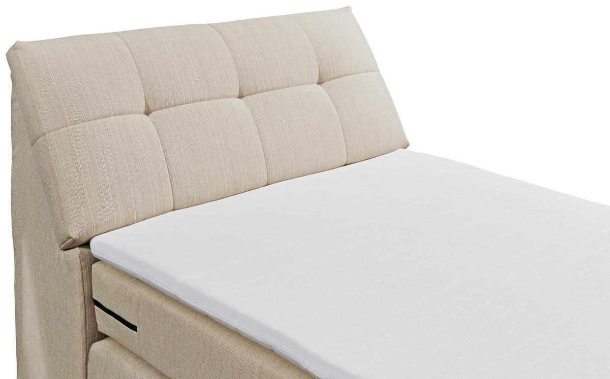 BOXSPRINGBETT 120/200 cm,  in Creme, Matratze, Bettkasten, Topper, motorische Verstellbarkeit, H2 = mittel  - Silberfarben/Creme, Design, Kunststoff/Textil (120/200cm) - Esposa