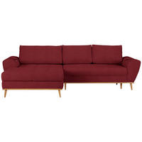 ECKSOFA in Webstoff Rot  - Eichefarben/Rot, Design, Holz/Textil (175/282cm) - Carryhome