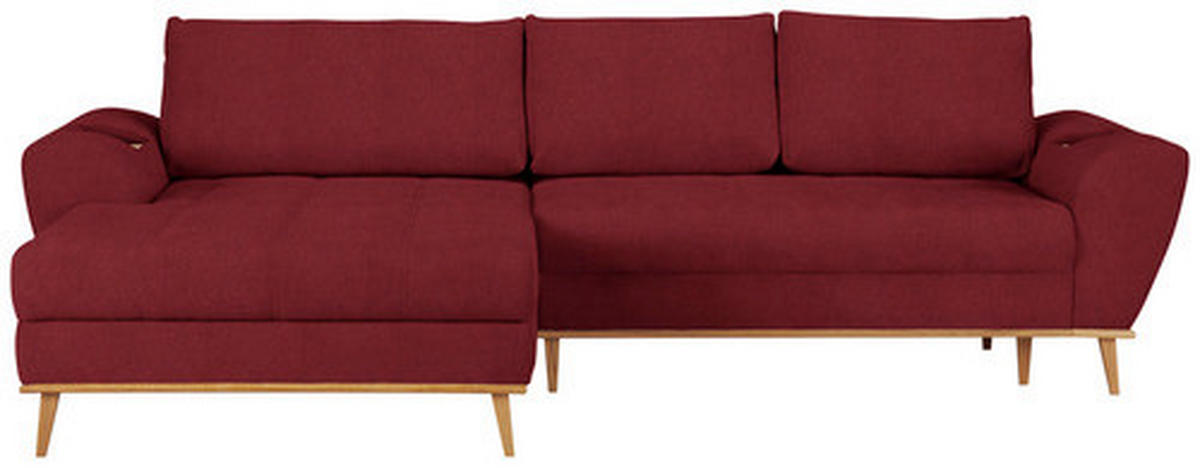 ECKSOFA in Webstoff Rot  - Eichefarben/Rot, Design, Holz/Textil (175/282cm) - Carryhome