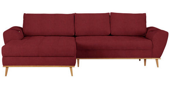 ECKSOFA in Webstoff Rot  - Eichefarben/Rot, Design, Holz/Textil (175/282cm) - Carryhome