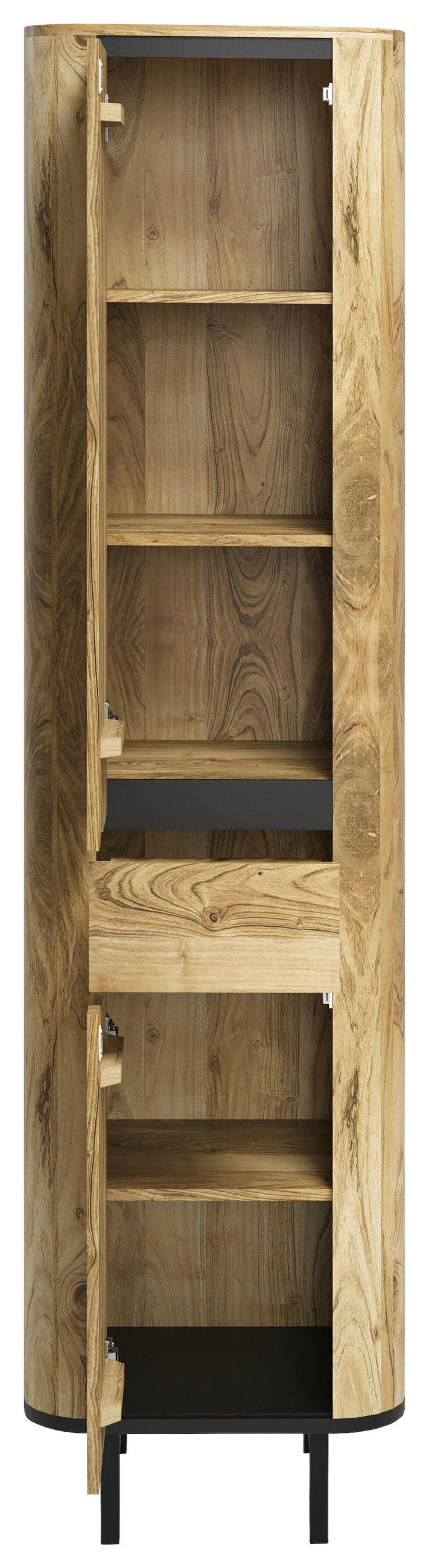 HOCHSCHRANK 51/200/42 cm  - Schwarz/Naturfarben, Natur, Holz/Metall (51/200/42cm) - Livetastic