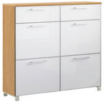 SCHUHSCHRANK 121/108/31 cm  - Chromfarben/Eiche Bianco, Design, Glas/Holz (121/108/31cm) - Novel