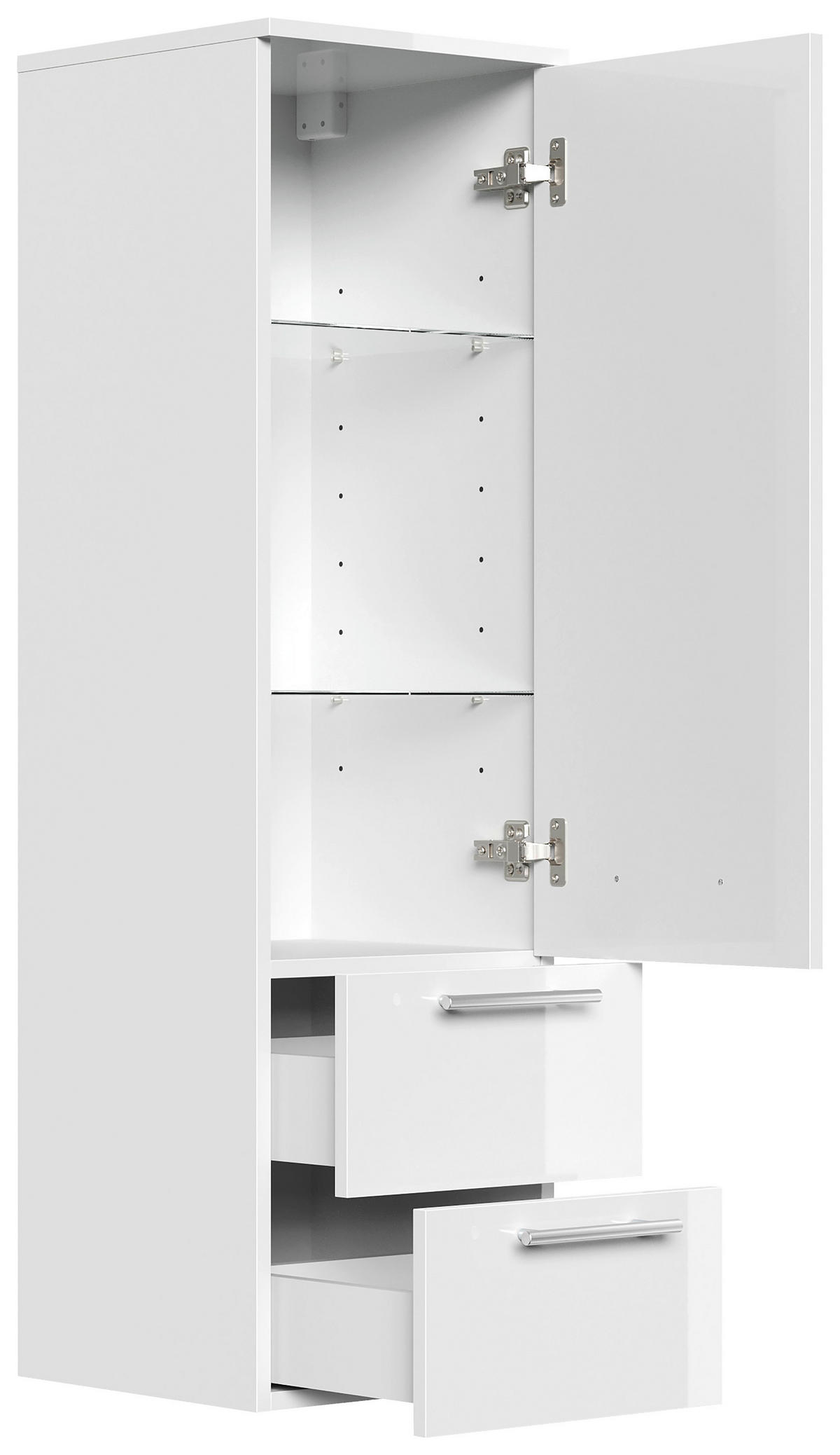 MIDISCHRANK 35,2/120/35,8 cm  - Weiß Hochglanz, Basics, Glas/Holzwerkstoff (35,2/120/35,8cm) - MID.YOU